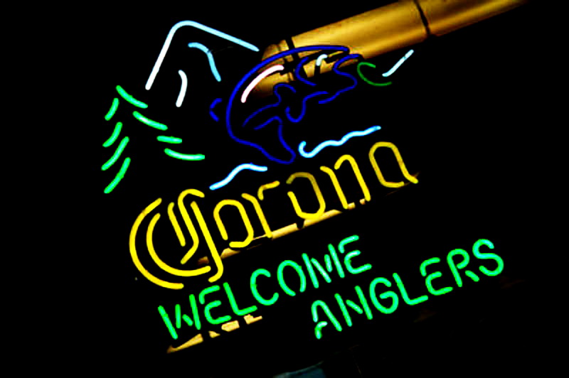 Corona Light Welcome Anglers Neon Sign